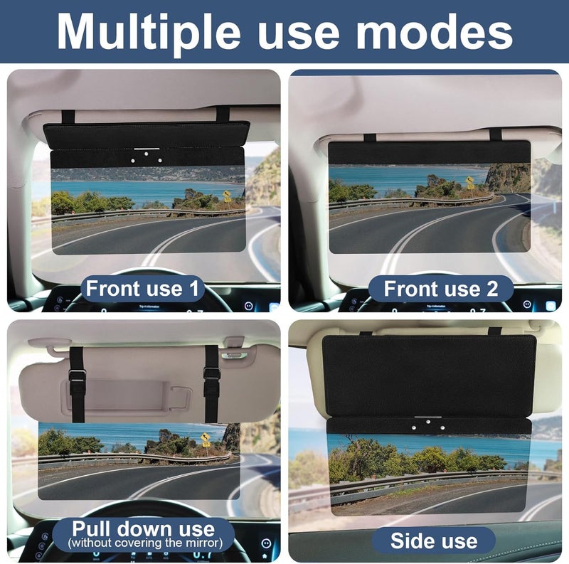 NAZZO Sun Visor Extender for Cars, Adjustable PC Sunshade Lens, Car Sun Visor Extension Blocker, Glare, UV, Stray Light, Snow Blindness Protector, Safe Driving, Universal for Car SUV, Black - Image 3